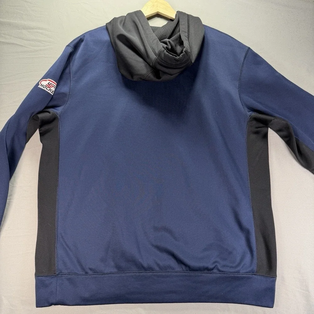 Nike USA Ice Hockey Hoodie Mens Large Blue Therma Fit Sweatshirt Olympics